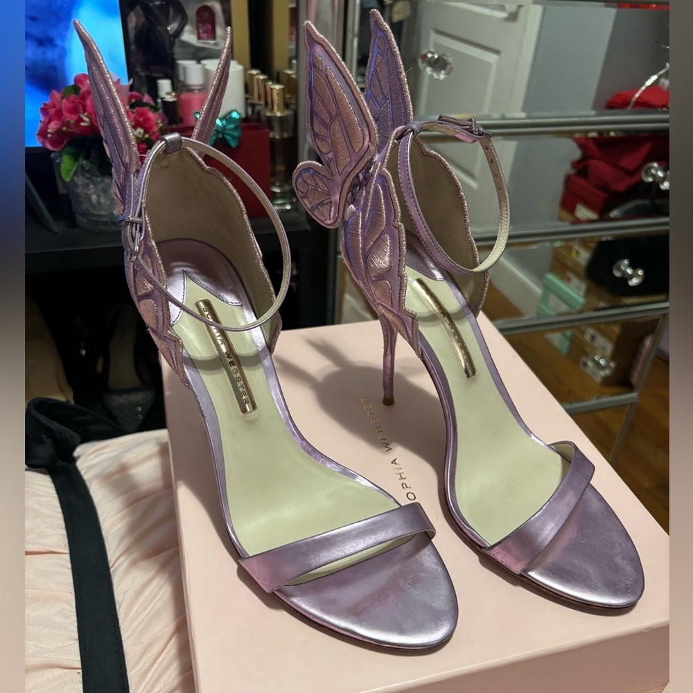 Sophia Webster metallic lavender size 42  Butterfly Heels